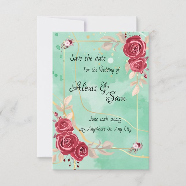 Invitación La temática marrón en el mármol verde (Anverso)