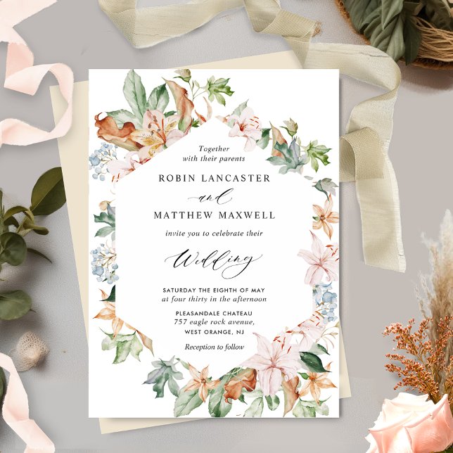Invitación La tierra geométrica florece en el Boda pekinés de (Subido por el creador)