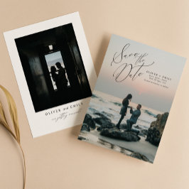 Invitación La tipografía de escritura moderna Wedding Save th