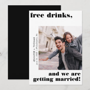 Invitación La tipografía de las bebidas gratis ahorra la fech