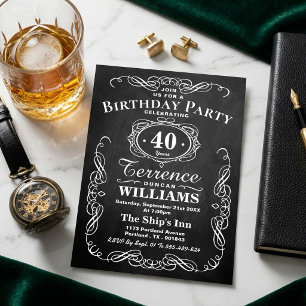 Invitación La tipografía de moda Chalkboard Birday Party