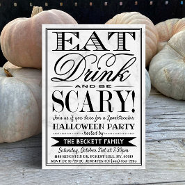 Invitación La tipografía de moda come, bebe y asusta Hallowee