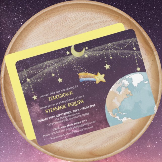 Invitación La tipografía de una estrella celeste Personalizad (Celestial Star Cute Custom Text Baby Shower Invitation)