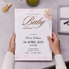 Invitación La tipografía moderna acuarela Baby Showe