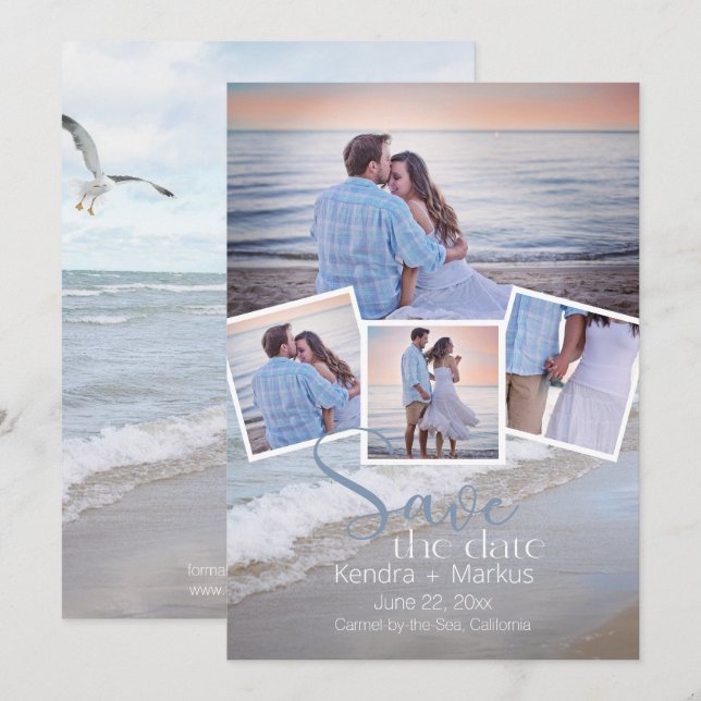 Invitación La tipografía moderna de 4 Collages de fotos salva (Anverso / Reverso)