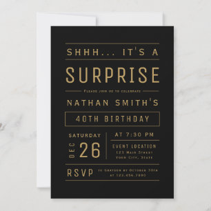 Invitación La tipografía moderna de oro negro sorprende el cu