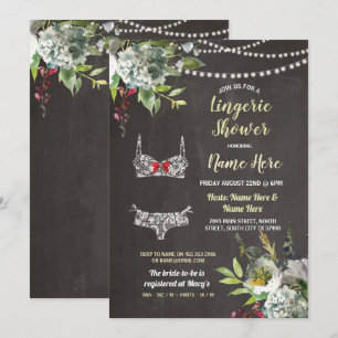 Invitación La tiza nupcial floral de la ducha de la ropa