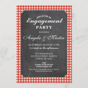 Invitación La tiza roja del control del fiesta de compromiso