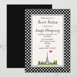Invitación La Torre Eiffel de París francesa dulce dieciséis