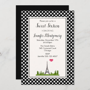 Invitación La Torre Eiffel de París francesa dulce dieciséis 