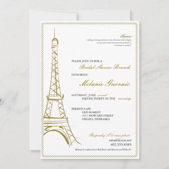 Invitación La torre Eiffel invita (Anverso)