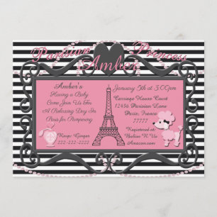 Invitación La Torre Eiffel Paris Pink Poodle Invito Baby Show