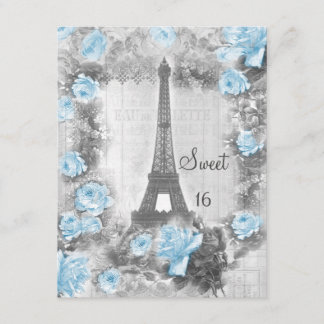 Invitación La torre Shabby Chic Eiffel y los Rosas dulces 16