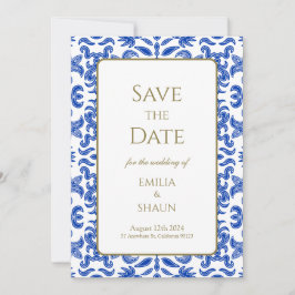Invitación La tradicional boda azul italiana salva la fecha