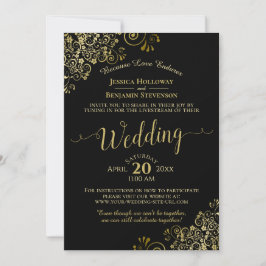 Invitación La transmisión en vivo del Boda virtual Gold Frill