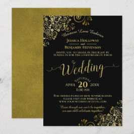 Invitación La transmisión en vivo del Boda virtual Gold Frill
