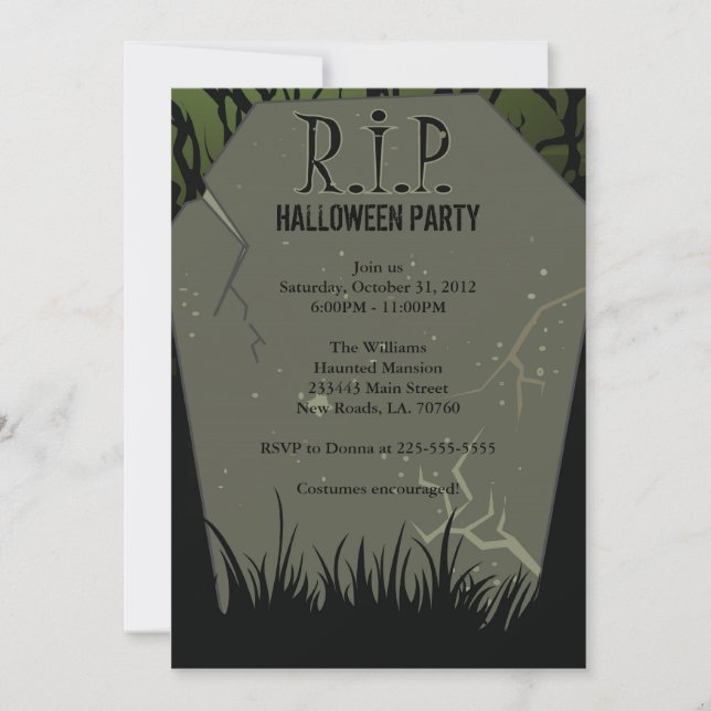 Invitación La tumba de la fiesta de Halloween (Anverso)