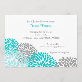 Invitación La turquesa y la dalia gris Baby Shower nupcial