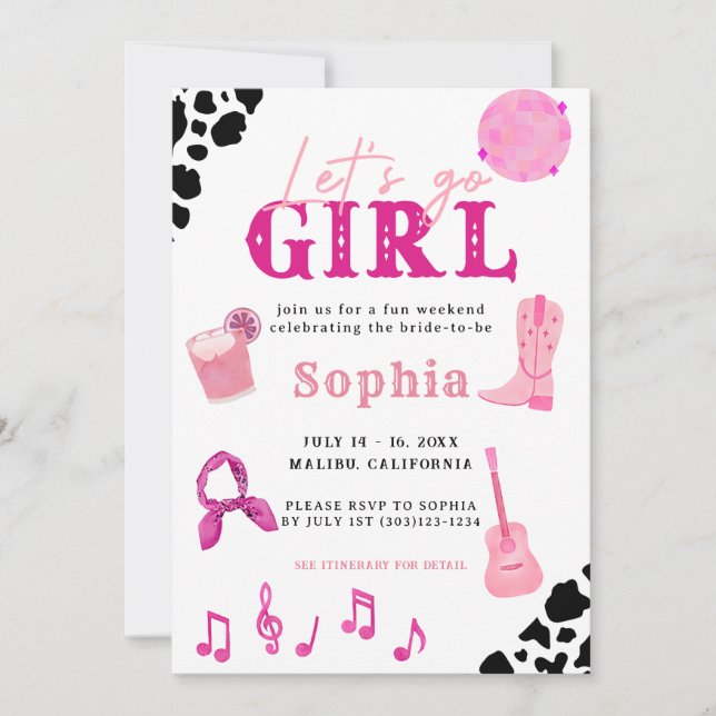 Invitación La última Bachelorette de Rodeo de Nashville Cowgi (Anverso)