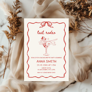 Invitación La última Bachelorette Roja Roja de Rodeo dibujada