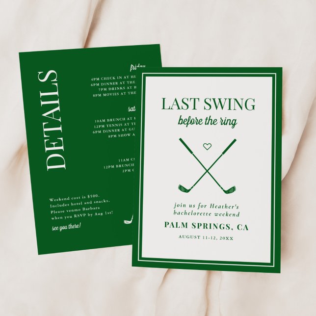 Invitación La última flor antes de la soltera de golf Ring (Subido por el creador)