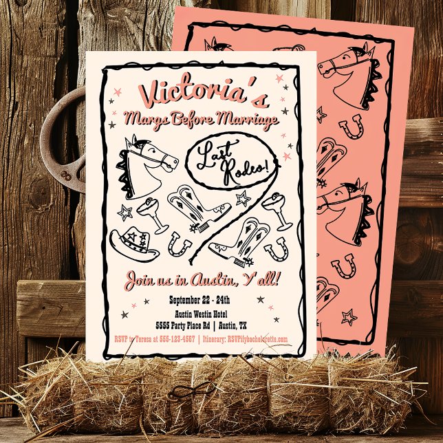 Invitación La última mano de un rodeo de Cowgirl dibujó a Fun (Subido por el creador)