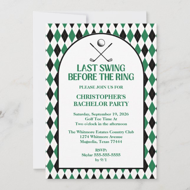 Invitación La Última Swing Antes De La Fiesta De Bachelor De  (Anverso)