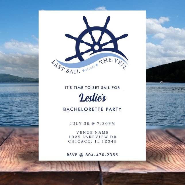 Invitación La última vela antes de la fiesta de la bachillera (Last Sail Before the Veil Helm Bachelorette Party Invitation
)