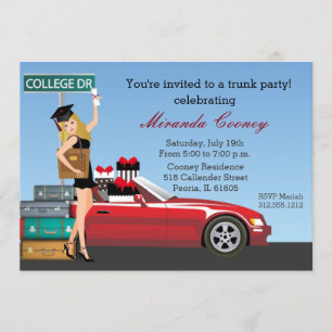 Invitación La universidad de Fiesta de Tronco de Graduación s