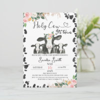La vaca blanca negra gemela Baby Shower floral
