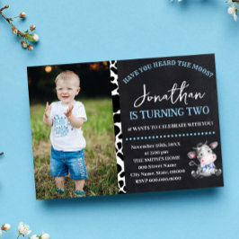 Invitación La vaca ha oído el cumpleaños azul de Moos