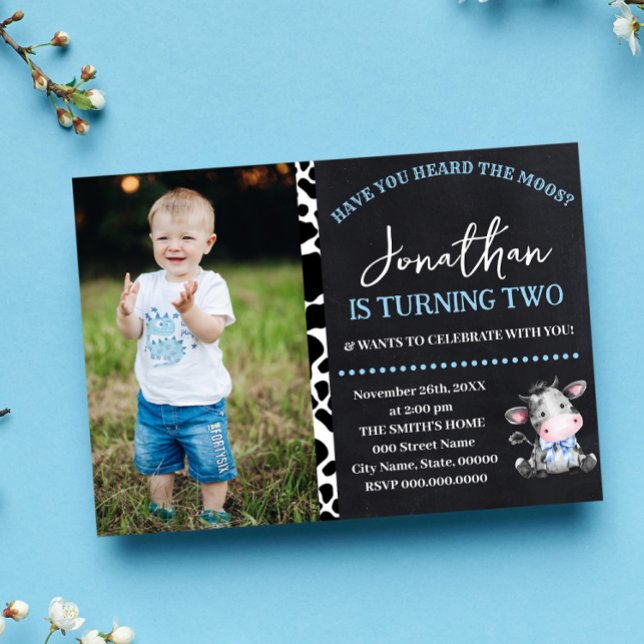 Invitación La vaca ha oído el cumpleaños azul de Moos (Subido por el creador)