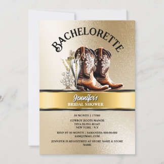 Invitación La vaquera occidental arranca botas de oro negro m
