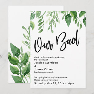 Invitación La vegetación acuarela pospuso al Boda nuestra mal