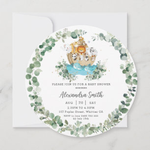 Invitación La vegetación arca de Cute Noah y la ronda neutral