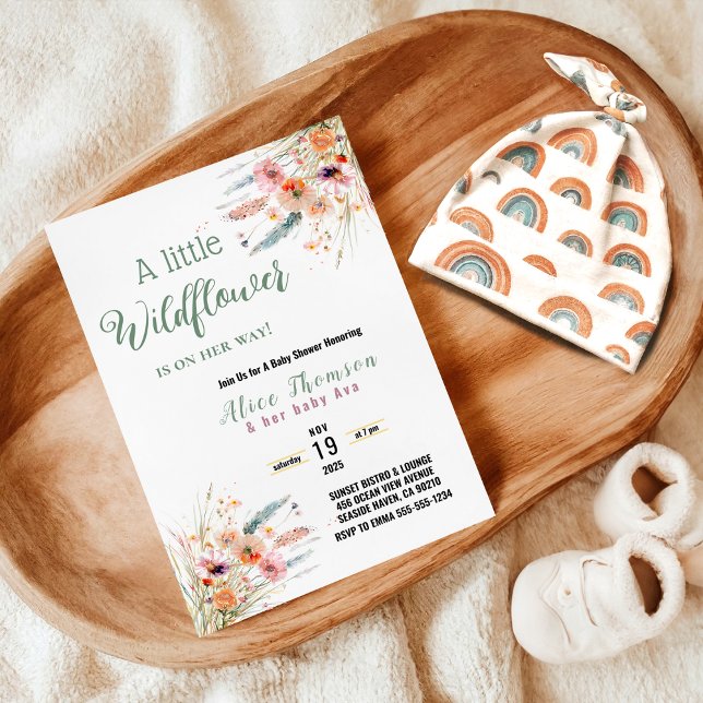Invitación La vegetación Baby Shower de hierba de Flor silves (Subido por el creador)