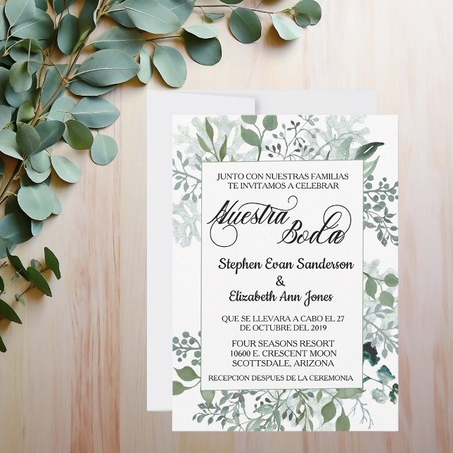Invitación La vegetación Boda española deja a Nuestra Boda (Subido por el creador)