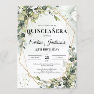 Invitación La vegetación boho deja la quinceanera del marco d