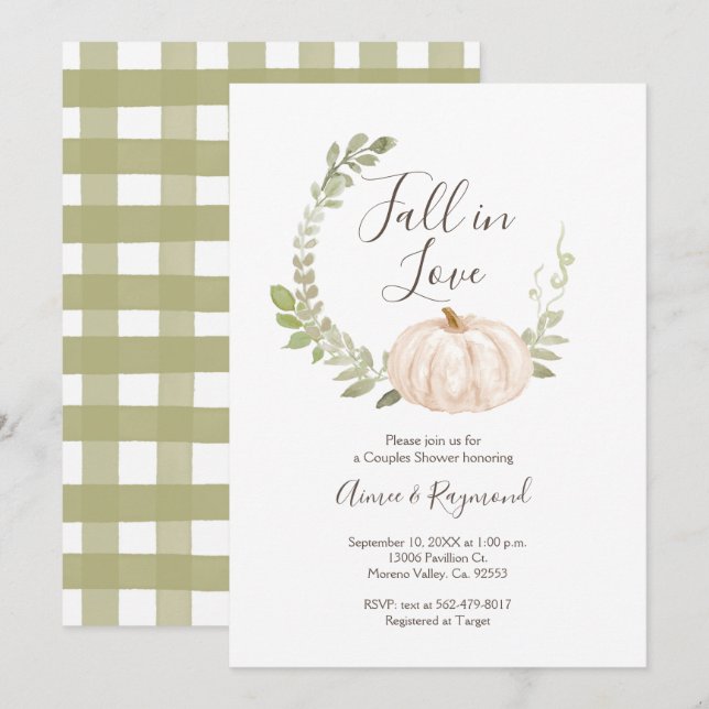Invitación La vegetación de calabaza cae en la ducha de la pa (Anverso / Reverso)