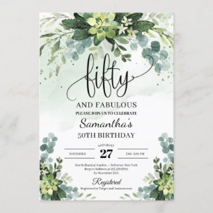 Invitación La vegetación de flores suculentas deja 50 años