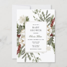 Invitación La vegetación de invierno y la Baby Shower floríst