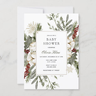 Invitación La vegetación de invierno y la Baby Shower floríst