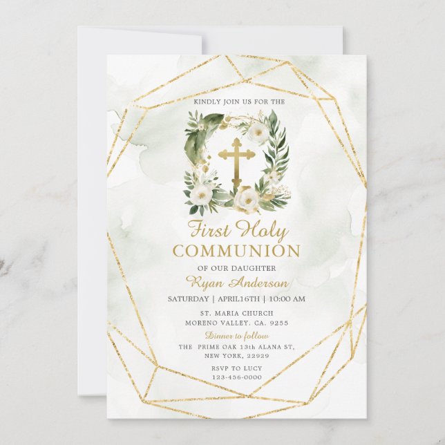 Invitación La vegetación de la guirnalda Rosas Blancas Primer (Anverso)