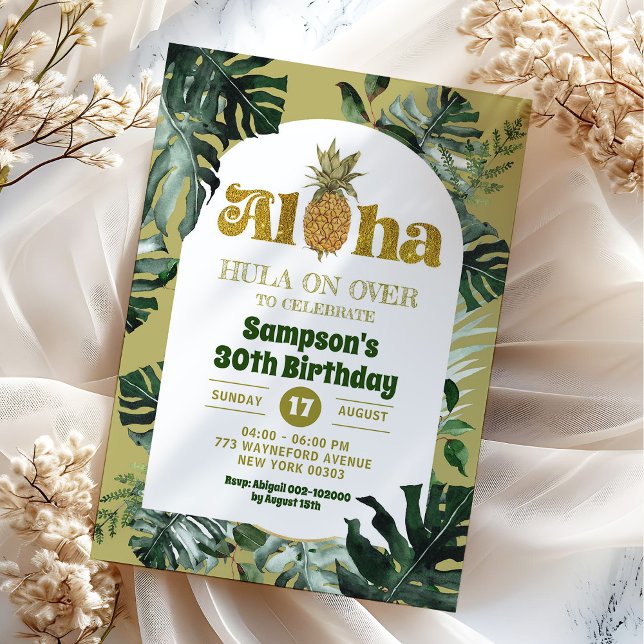 Invitación La vegetación de la jungla Tropical Aloha Pineappl (Subido por el creador)