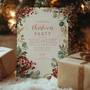 Invitación La vegetación de las Berries Rojas navidades
