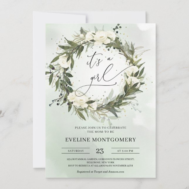Invitación La vegetación de las rosas blancas, el olivo de fl (Anverso)