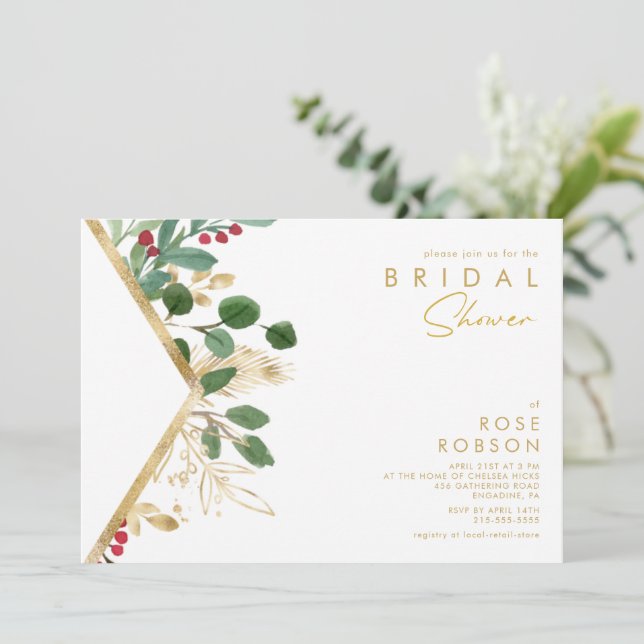 Invitación La vegetación de los Navidades modernos | Ducha de (Anverso de pie)