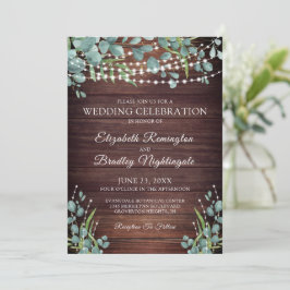 Invitación La vegetación de madera rústica ilumina la celebra