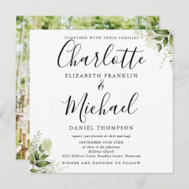 Invitación La vegetación deja a un elegante Boda de fotografí