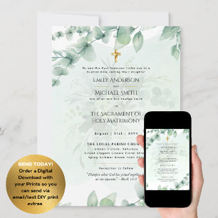 Invitación La vegetación deja al católico Boda de misa nupcia